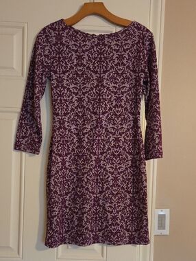 Xhilaration Purple Patterned Long Sleeve Sheath Dress